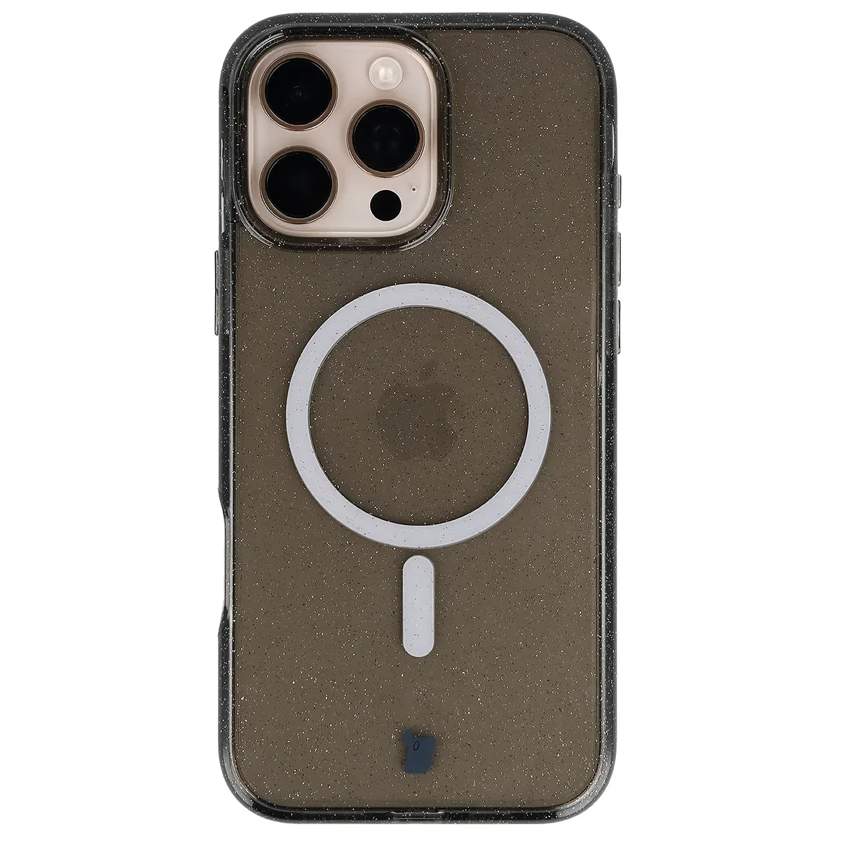 Glitzer Hülle mit Magnetring für iPhone 16 Pro Max, Bizon Case SparklO, Transparent-Schwarz mit Glitzer