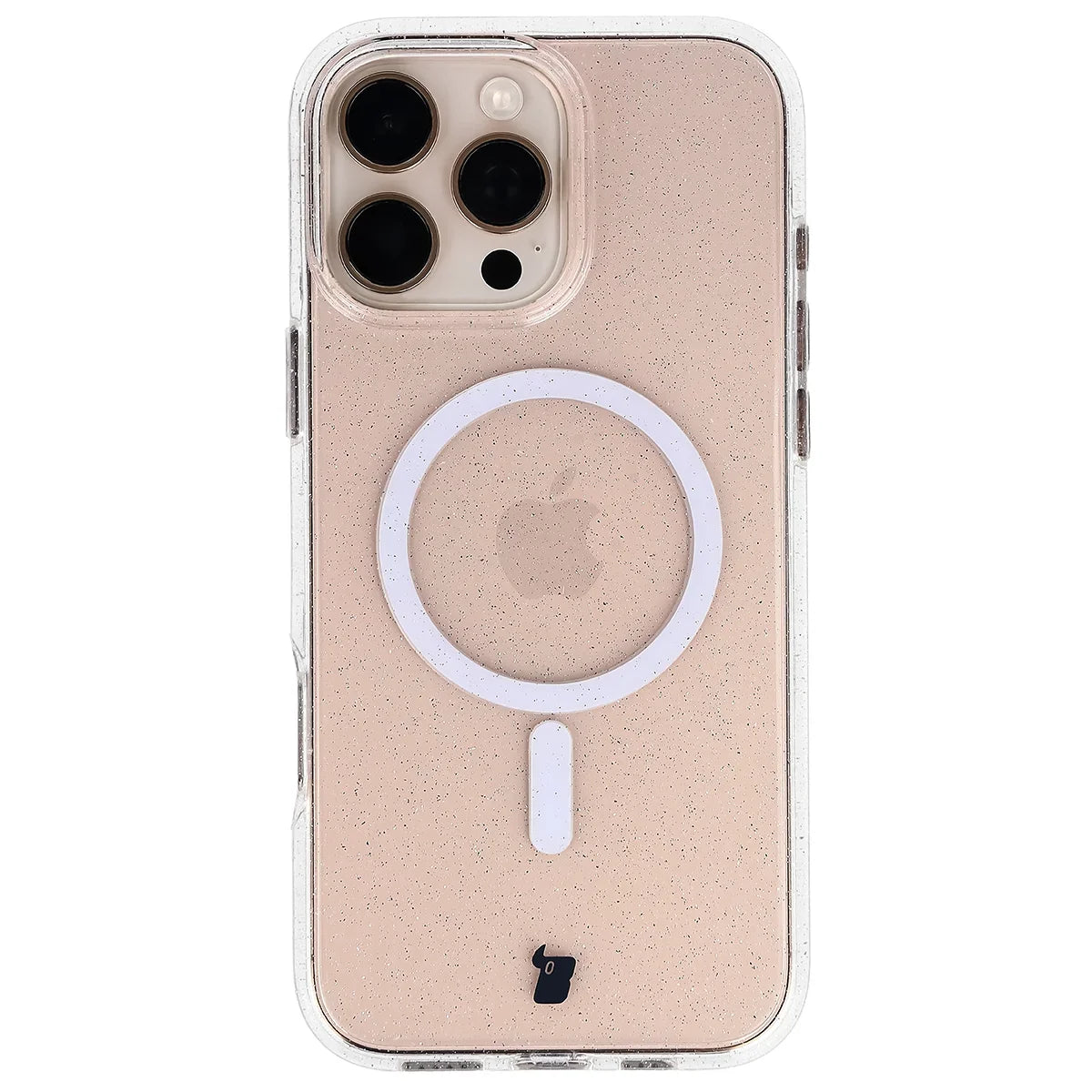 Glitzer Hülle mit Magnetring für iPhone 16 Pro Max, Bizon Case SparklO, Transparent mit Glitzer