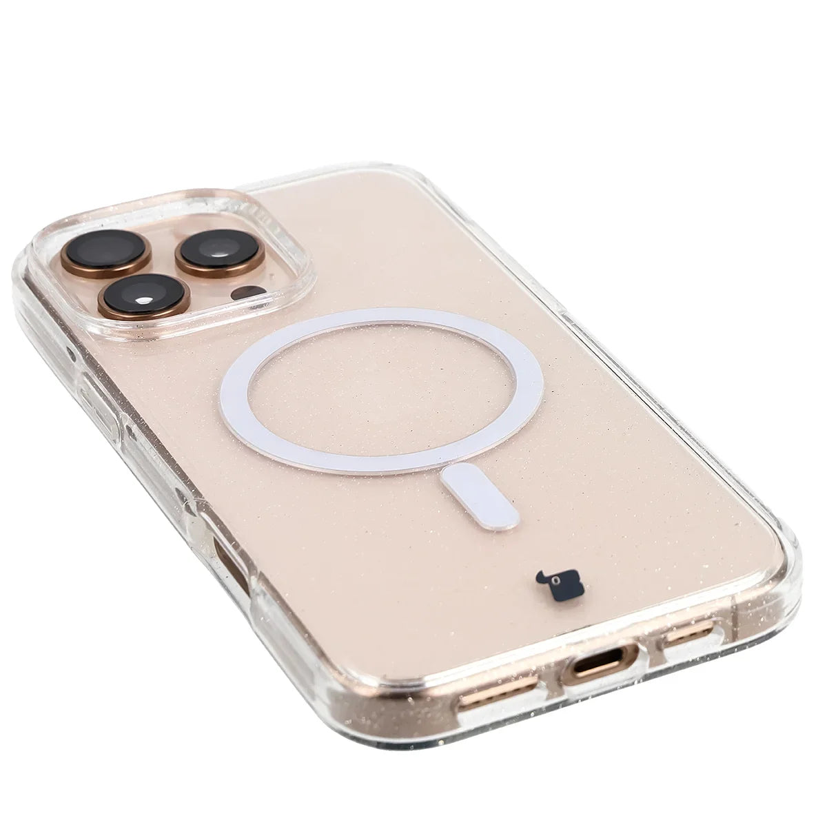 Glitzer Hülle mit Magnetring für iPhone 16 Pro Max, Bizon Case SparklO, Transparent mit Glitzer