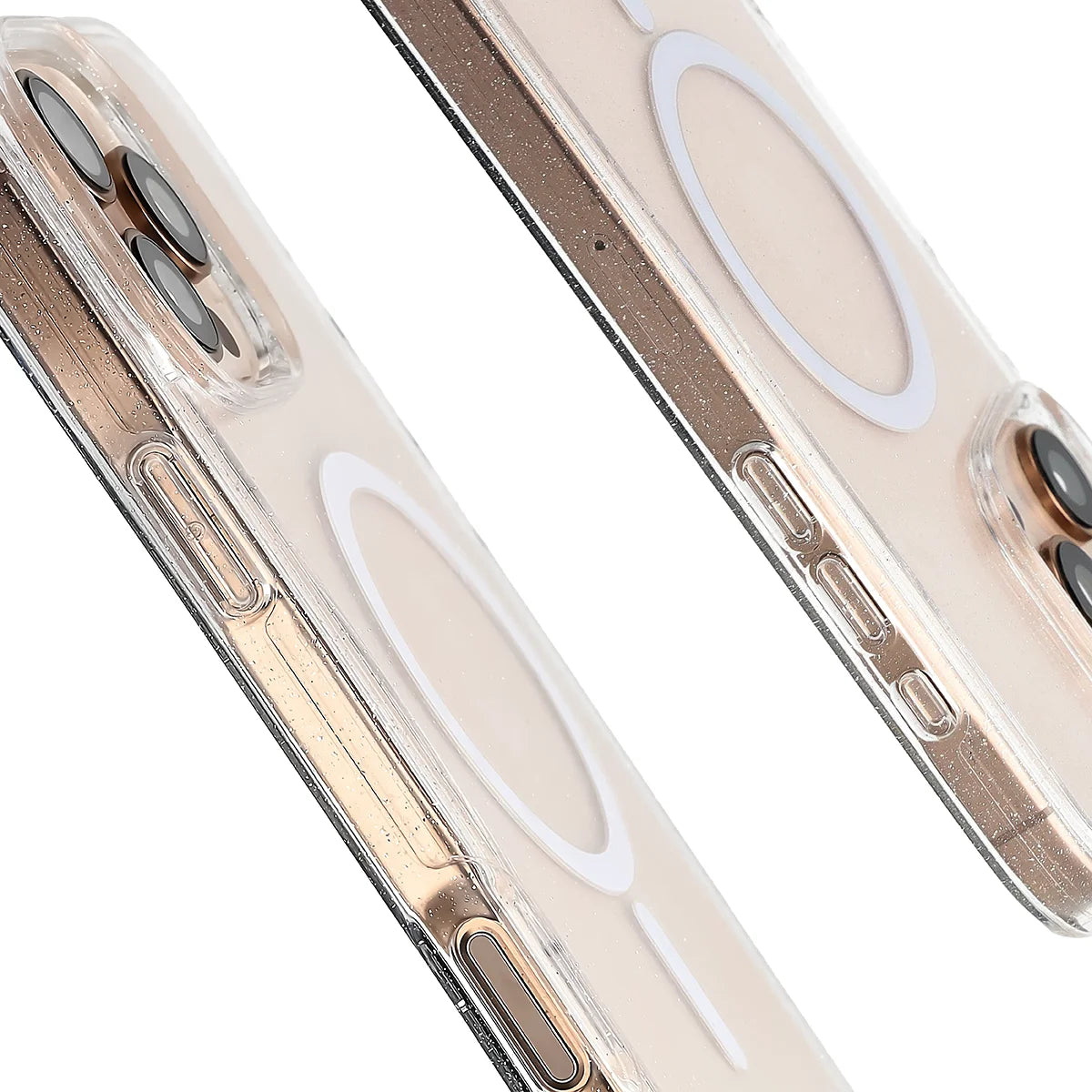 Glitzer Hülle mit Magnetring für iPhone 16 Pro Max, Bizon Case SparklO, Transparent mit Glitzer