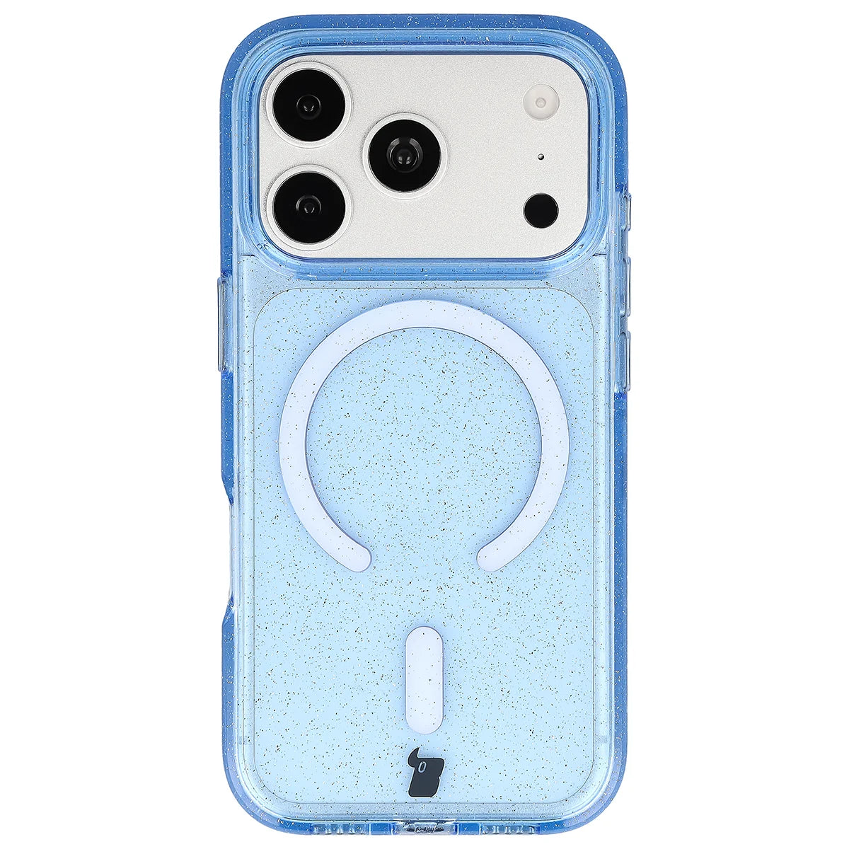 Glitzer Hülle mit Magnetring für iPhone 18 Pro / 17 Pro, Bizon Case SparklO, Transparent-Hellblau mit Glitzer (2/6)