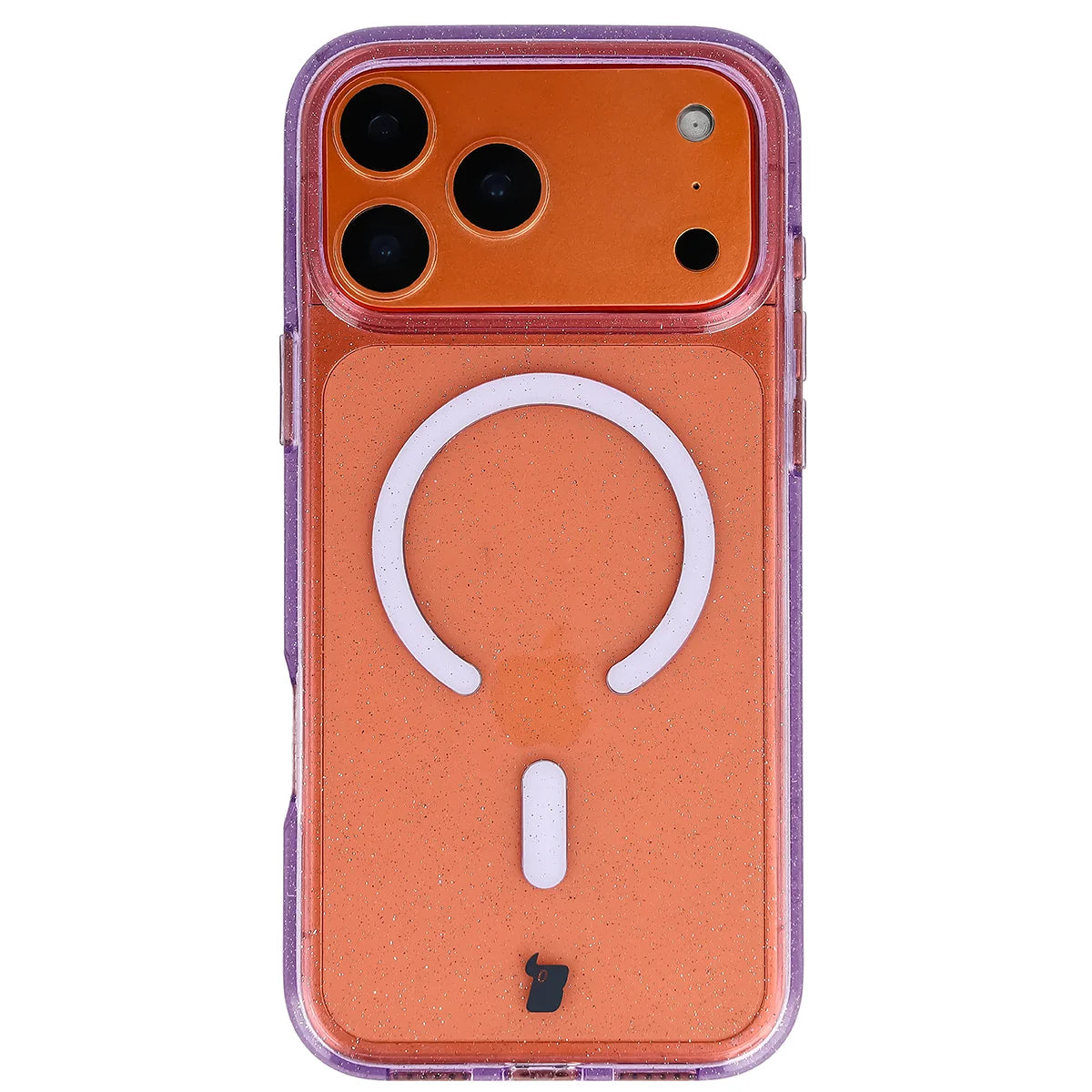 Glitzer Hülle mit Magnetring für iPhone 17 Pro Max, Bizon Case SparklO, Transparent-Violet mit Glitzer