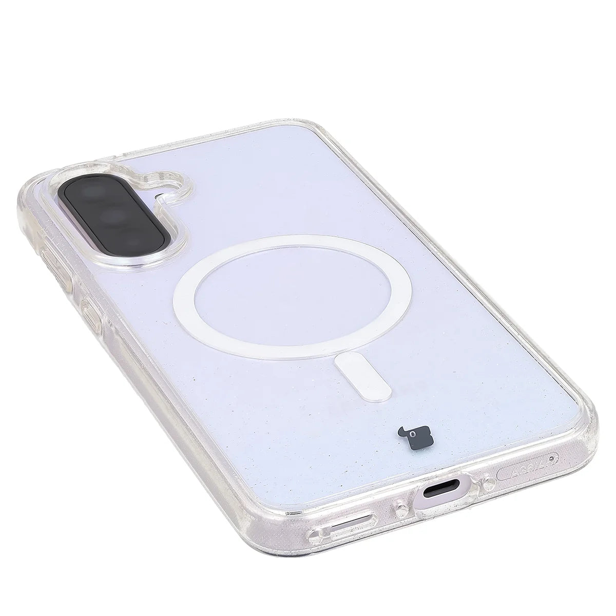 Glitzer Hülle mit Magnetring für Galaxy A36 5G / A56 5G, Bizon Case SparklO, Transparent mit Glitzer