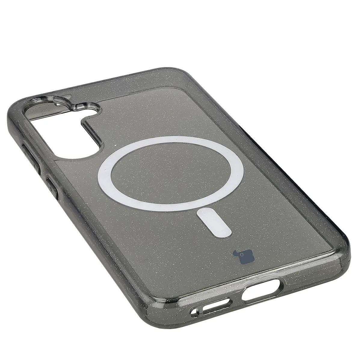 Glitzer Hülle mit Magnetring für Galaxy S25 Plus / S24 Plus, Bizon Case SparklO, Transparent-Schwarz mit Glitzer
