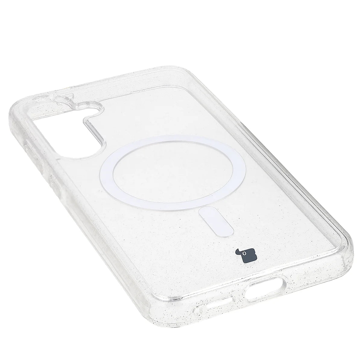 Glitzer Hülle mit Magnetring für Galaxy S25 Plus / S24 Plus, Bizon Case SparklO, Transparent mit Glitzer