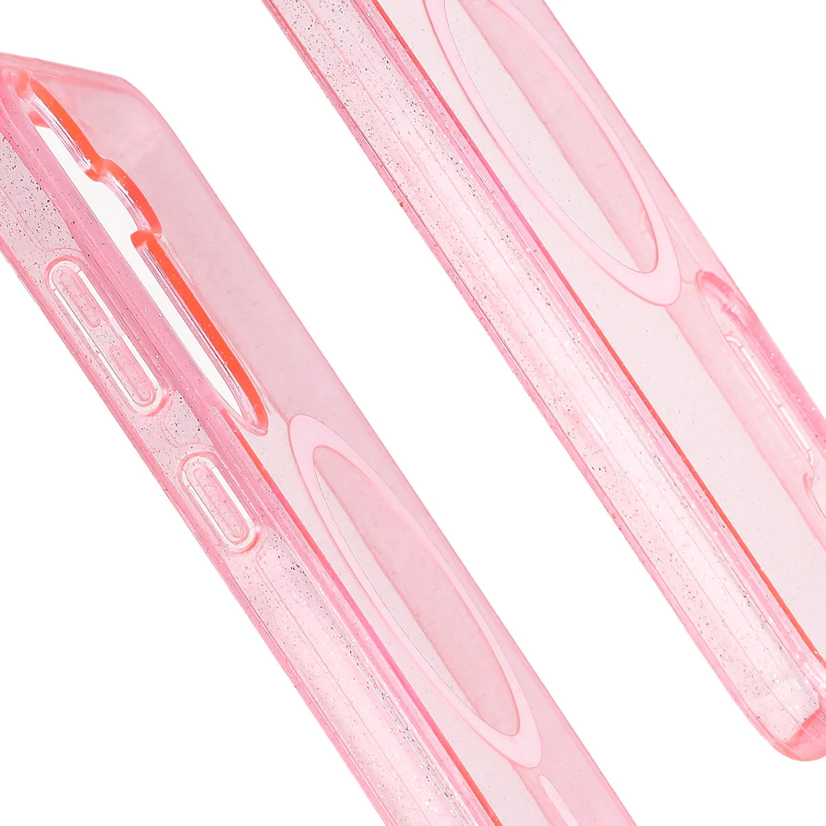 Glitzer Hülle mit Magnetring für Galaxy S25 Plus / S24 Plus, Bizon Case SparklO, Transparent-Rosa mit Glitzer