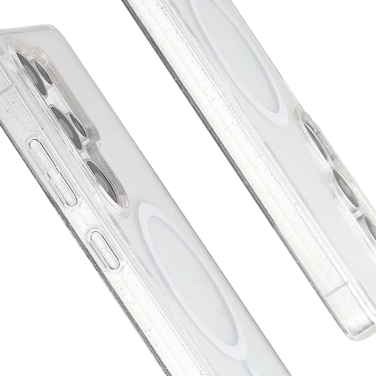 Glitzer Hülle mit Magnetring für Galaxy S25 Ultra, Bizon Case SparklO, Transparent mit Glitzer