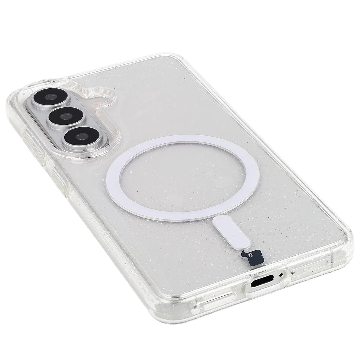 Glitzer Hülle mit Magnetring für Galaxy S26, Bizon Case SparklO, Transparent mit Glitzer