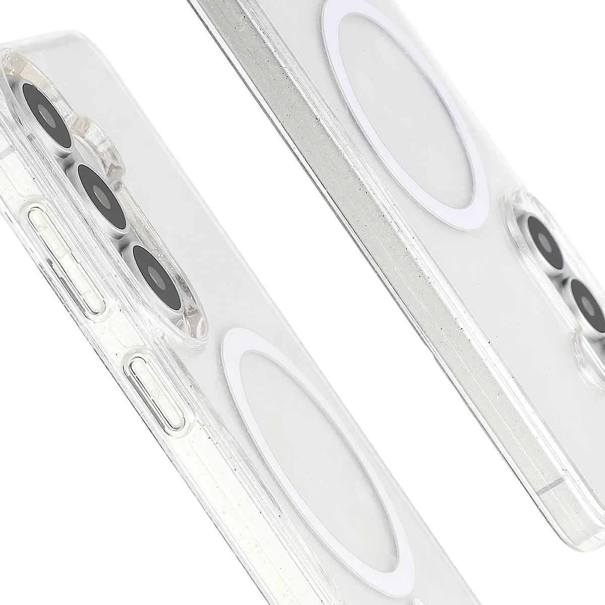 Glitzer Hülle mit Magnetring für Galaxy S26, Bizon Case SparklO, Transparent mit Glitzer