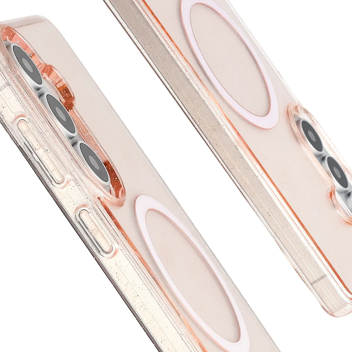 Glitzer Hülle mit Magnetring für Galaxy S26, Bizon Case SparklO, Transparent-Hellorange mit Glitzer