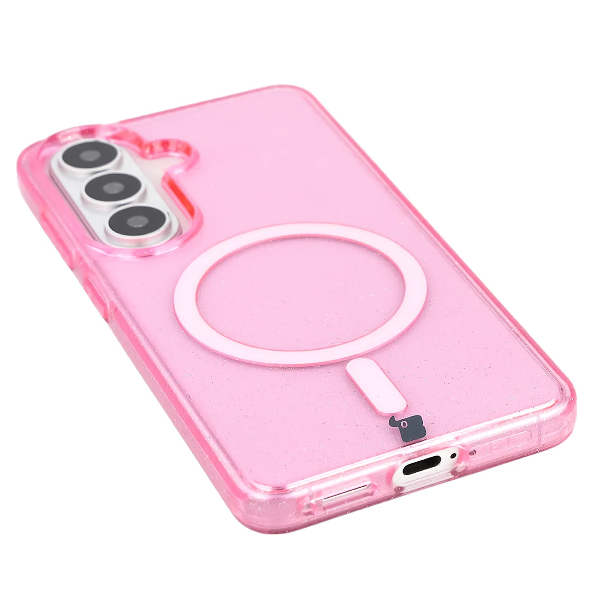 Glitzer Hülle mit Magnetring für Galaxy S26, Bizon Case SparklO, Transparent-Rosa mit Glitzer