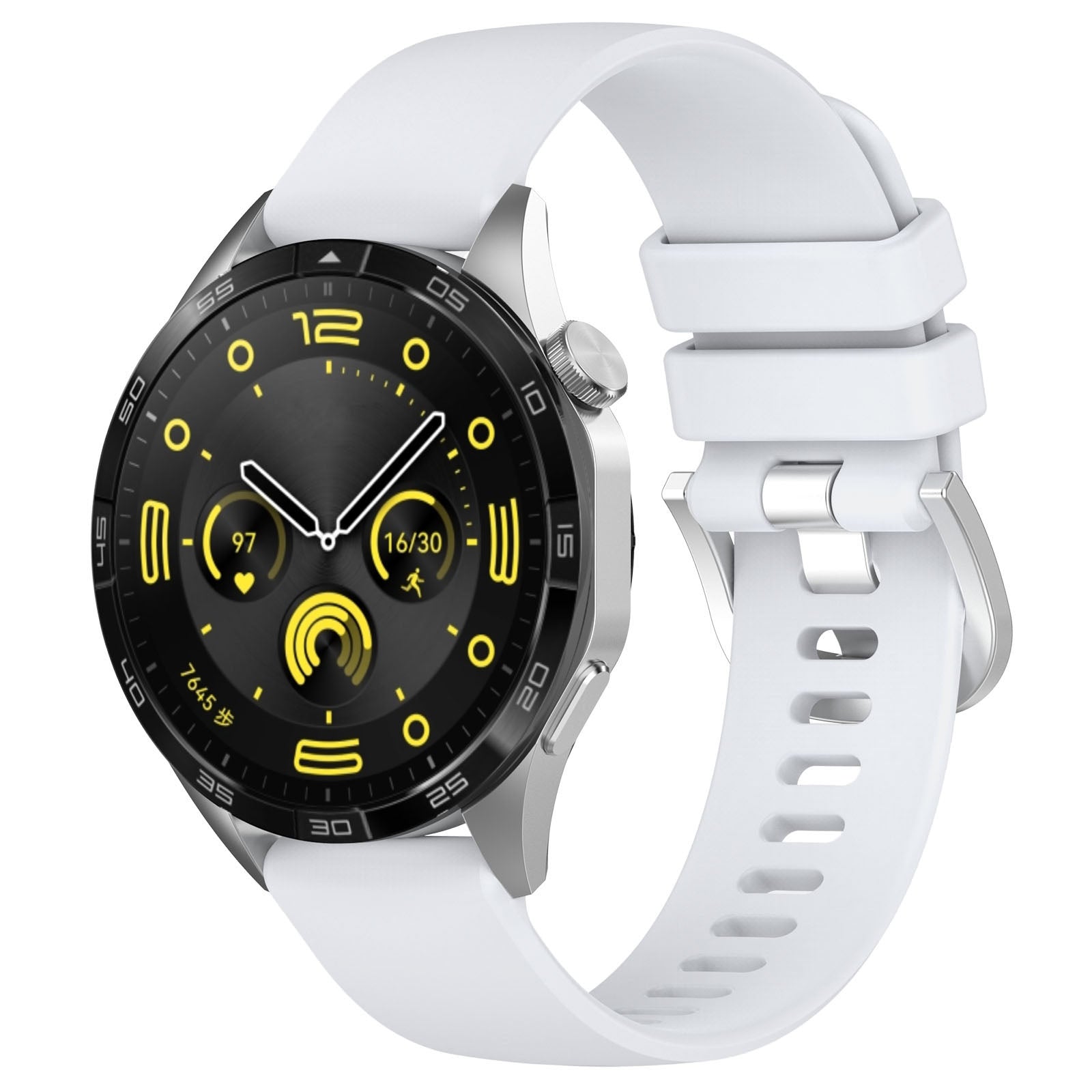 Silikon Armband für Smartwatch, Bizon Strap Watch Silicone Pro T, QuickRelease 18 mm, Weiß