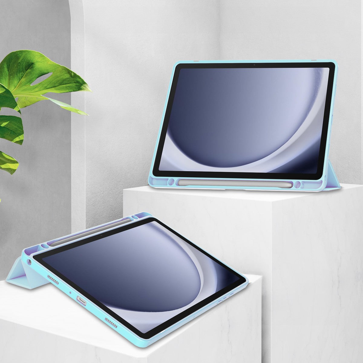 Schutzhülle für Galaxy Tab A9 Plus, Bizon Case Tab Clear Matt, Hellblau