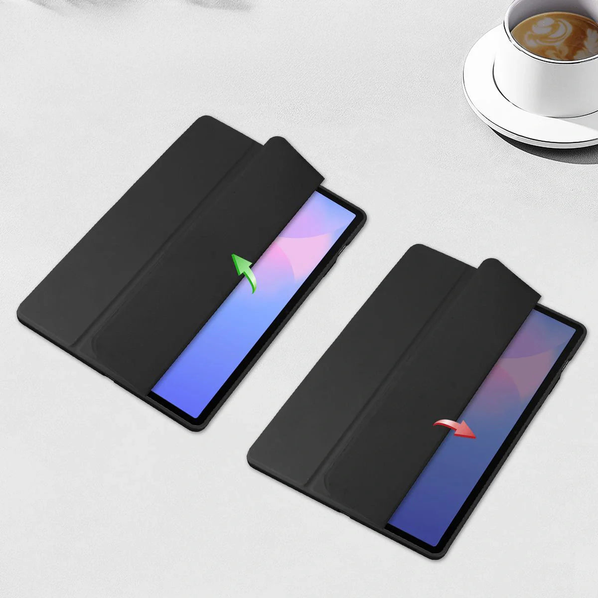 Schutzhülle mit Klappe für Galaxy Tab S10 FE Plus, Bizon Case Tab Clear Matt, Schwarz