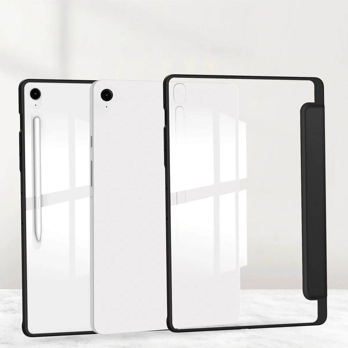 Schutzhülle mit Klappe für Galaxy Tab S10 FE Plus, Bizon Case Tab Clear Matt, Schwarz