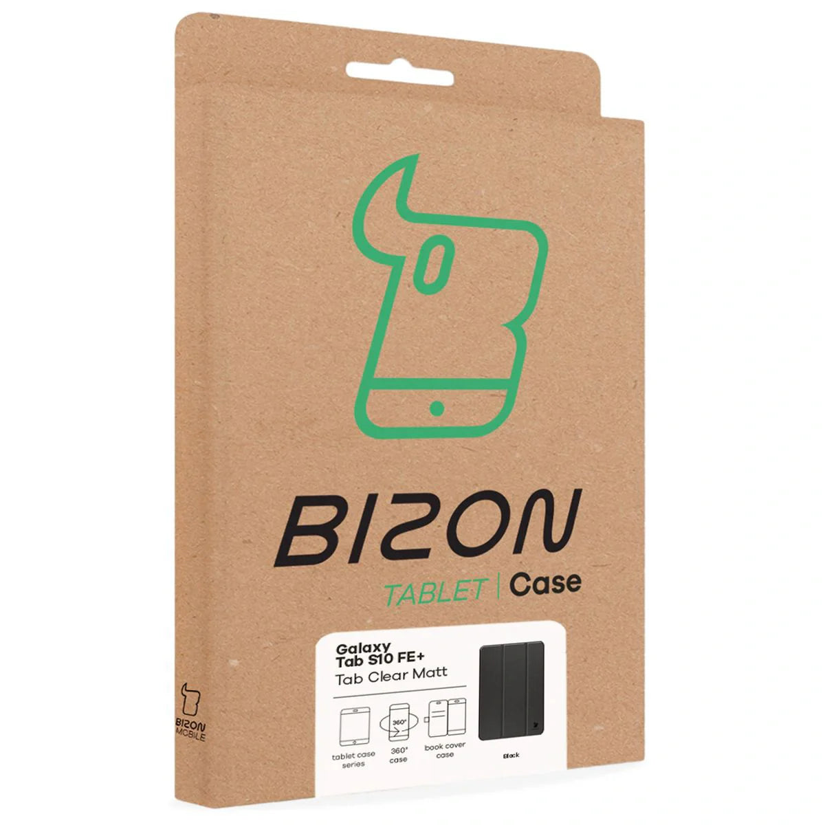 Schutzhülle mit Klappe für Galaxy Tab S10 FE Plus, Bizon Case Tab Clear Matt, Schwarz