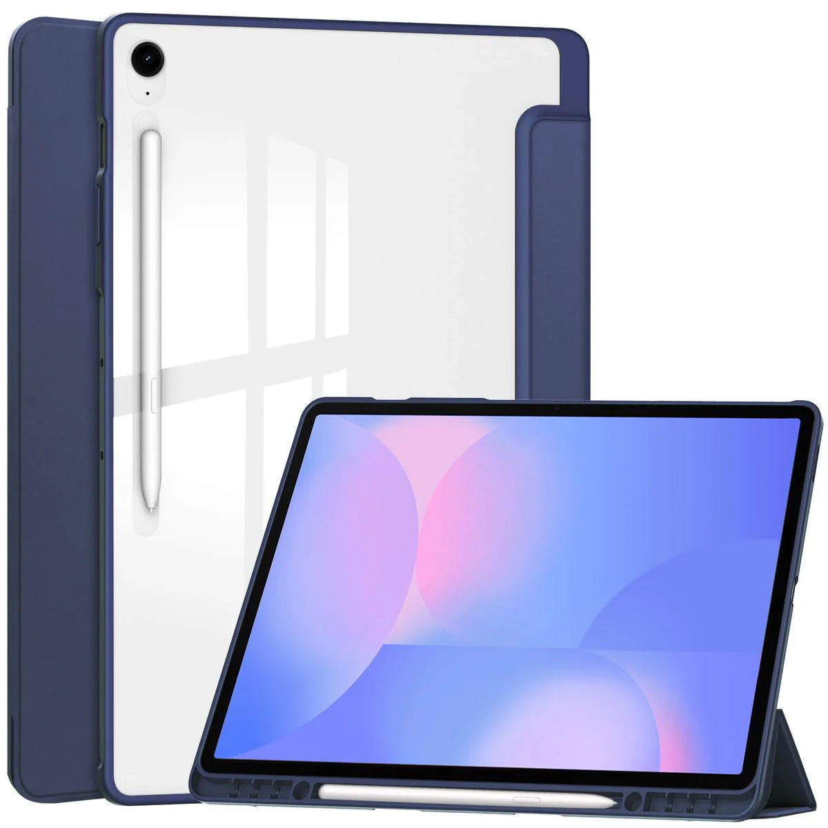 Schutzhülle mit Klappe für Galaxy Tab S10 FE Plus, Bizon Case Tab Clear Matt, Dunkelblau