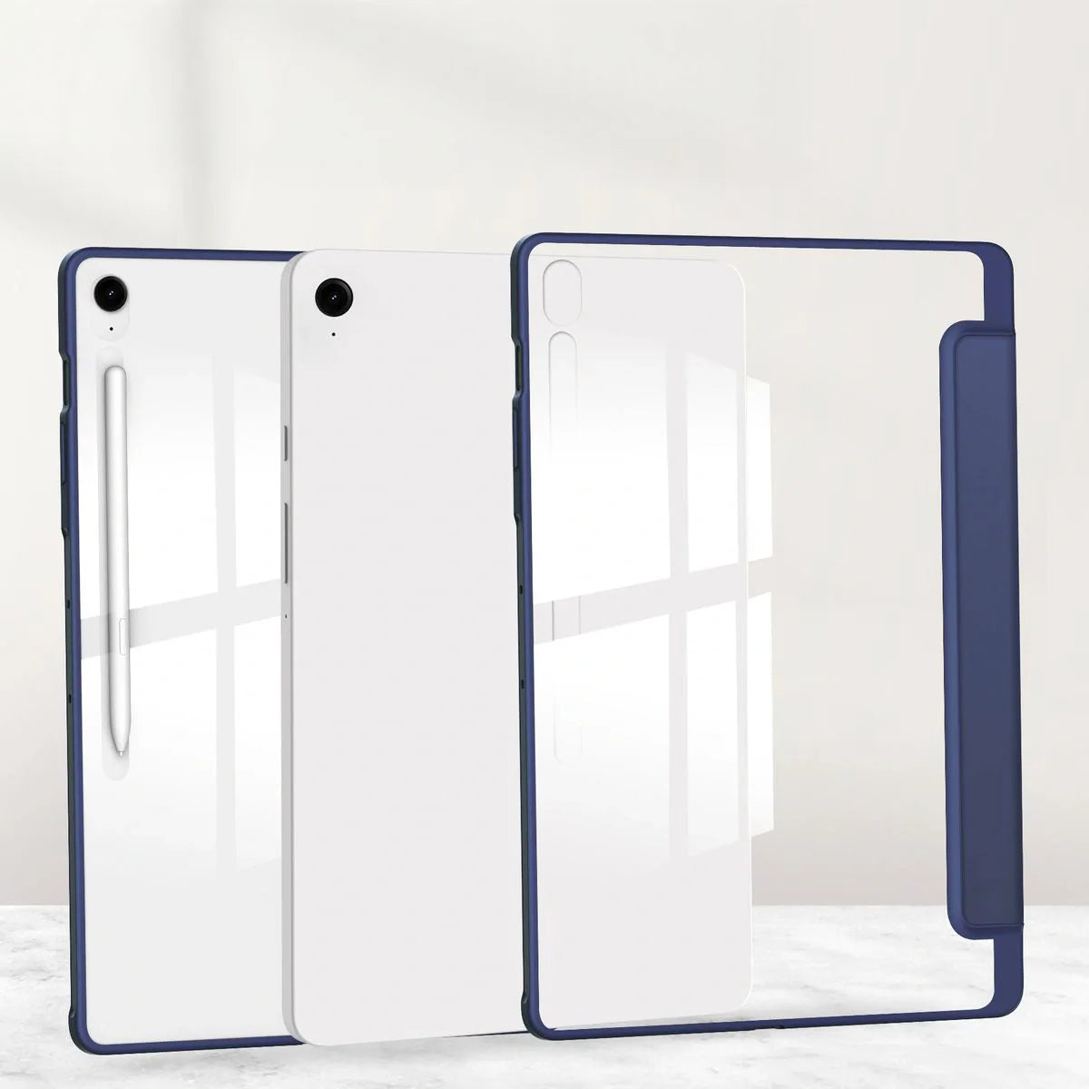 Schutzhülle mit Klappe für Galaxy Tab S10 FE Plus, Bizon Case Tab Clear Matt, Dunkelblau