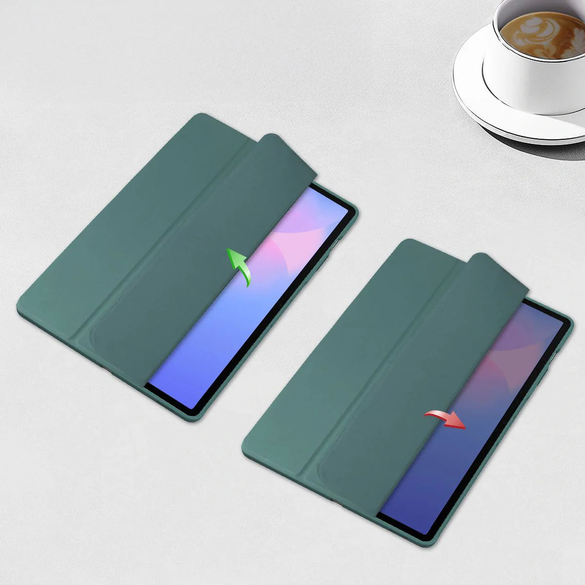 Schutzhülle mit Klappe für Galaxy Tab S10 FE Plus, Bizon Case Tab Clear Matt, Dunkelgrün