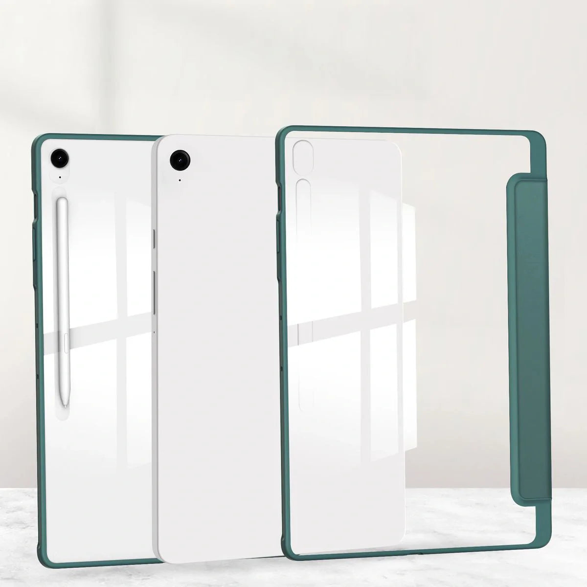 Schutzhülle mit Klappe für Galaxy Tab S10 FE Plus, Bizon Case Tab Clear Matt, Dunkelgrün