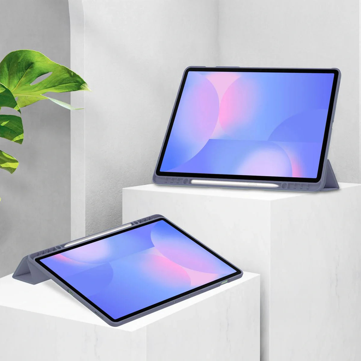 Schutzhülle mit Klappe für Galaxy Tab S10 FE Plus, Bizon Case Tab Clear Matt, Lavendel