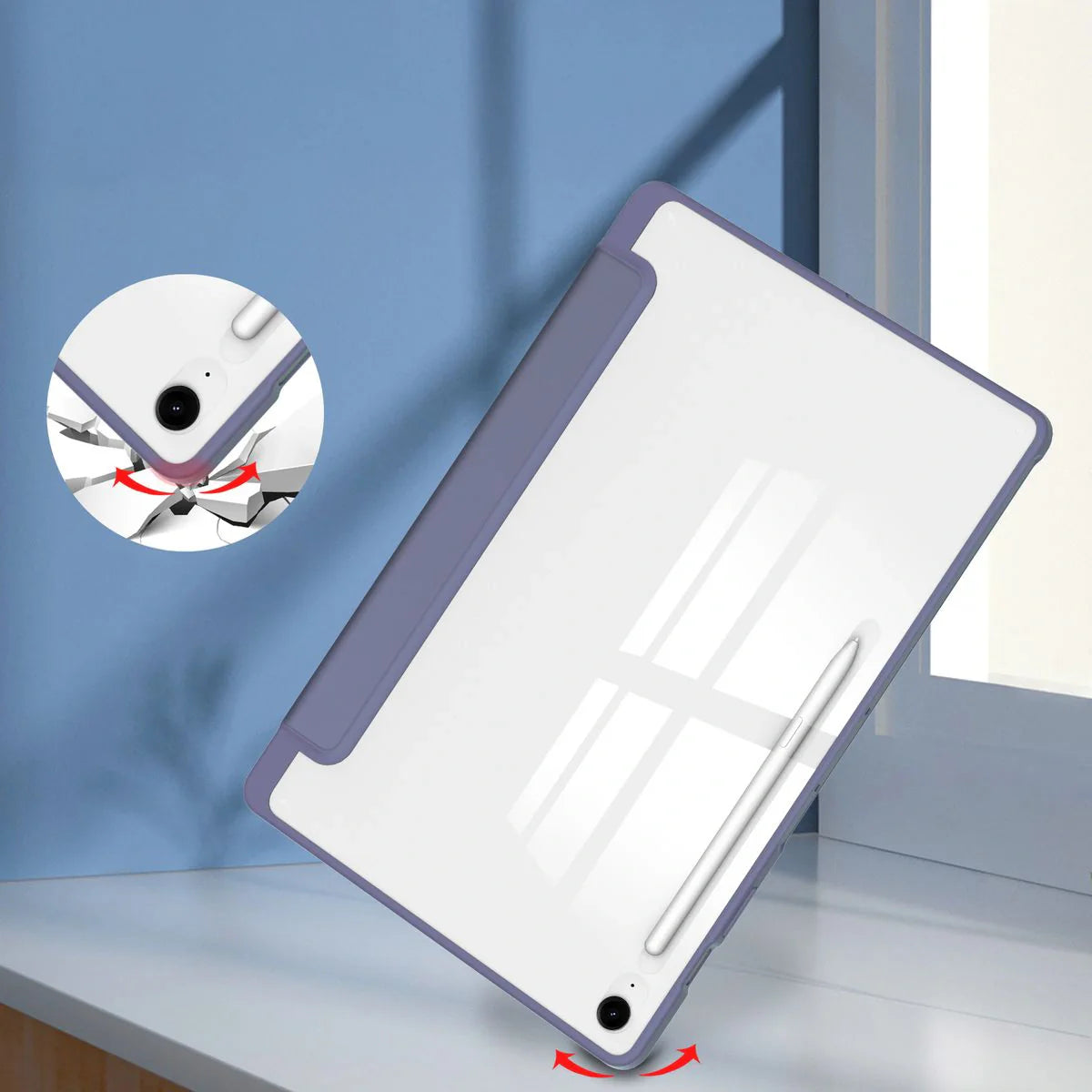 Schutzhülle mit Klappe für Galaxy Tab S10 FE Plus, Bizon Case Tab Clear Matt, Lavendel