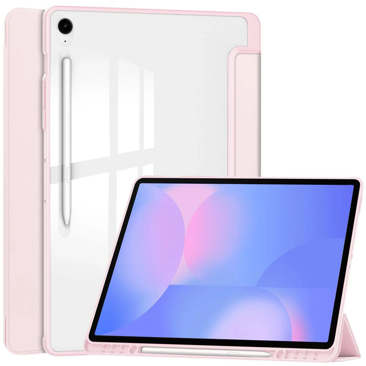 Schutzhülle mit Klappe für Galaxy Tab S10 FE Plus, Bizon Case Tab Clear Matt, Rosa
