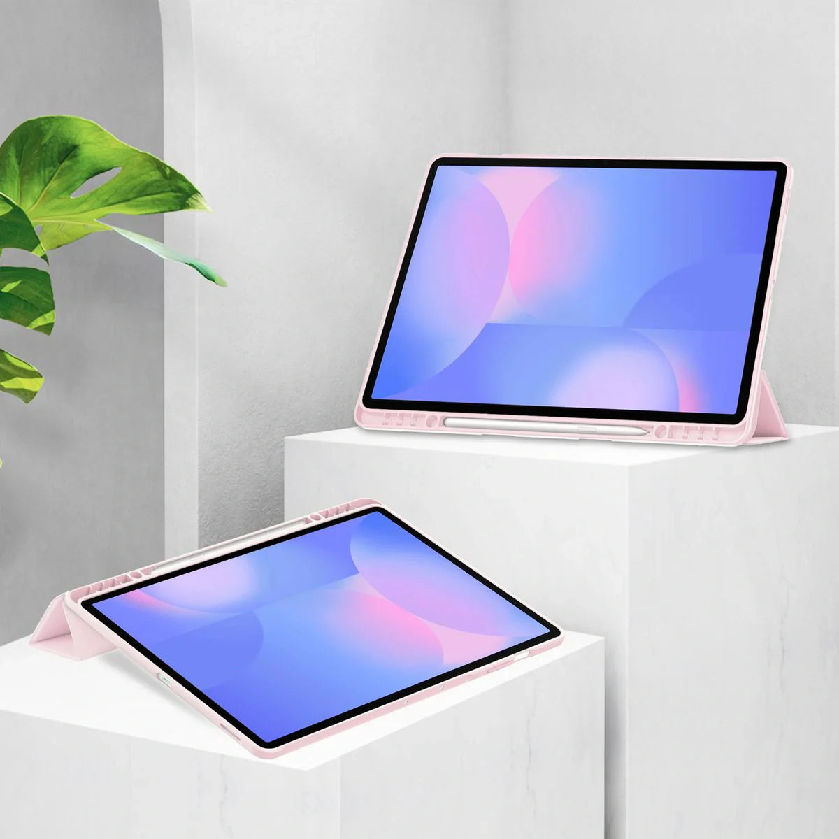 Schutzhülle mit Klappe für Galaxy Tab S10 FE Plus, Bizon Case Tab Clear Matt, Rosa