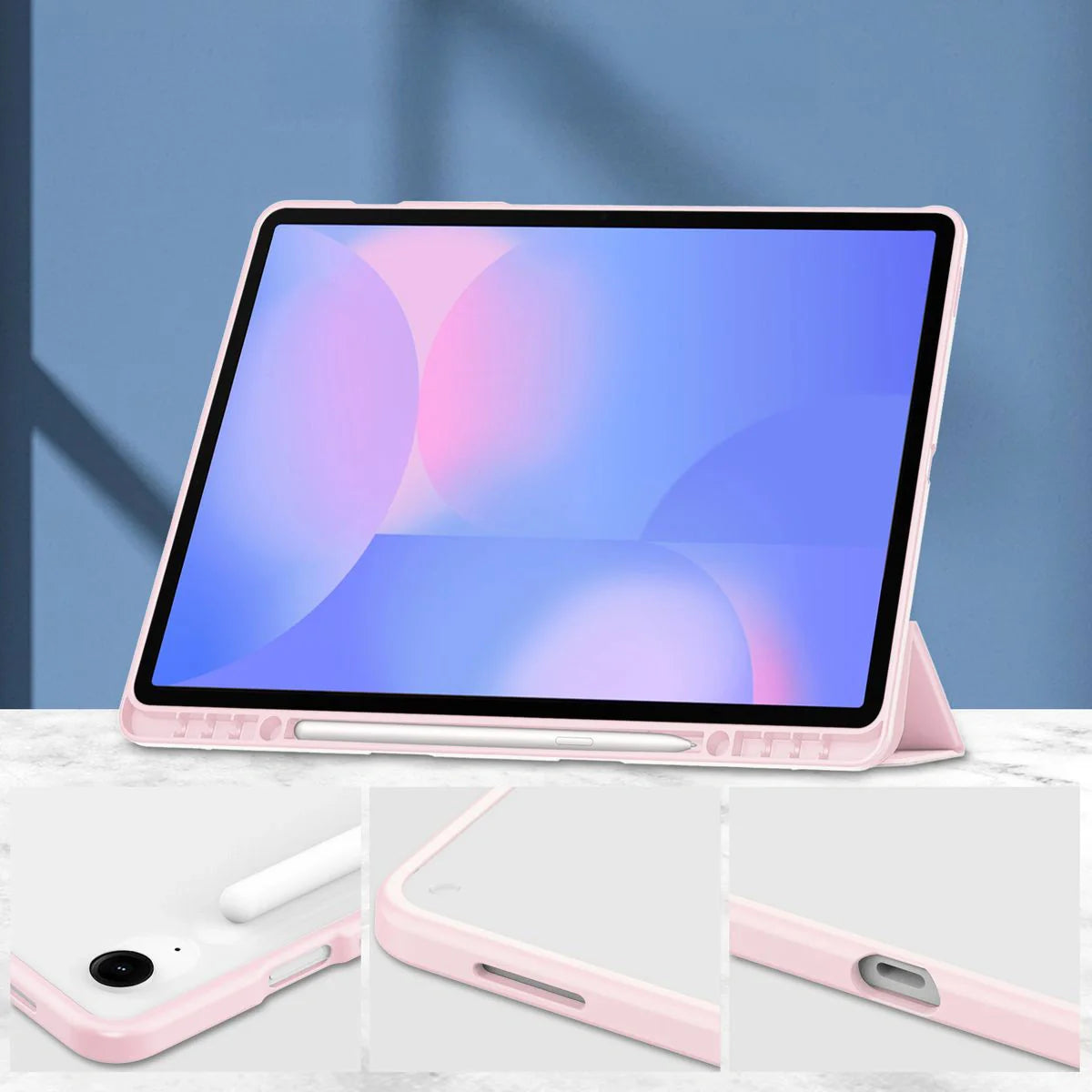 Schutzhülle mit Klappe für Galaxy Tab S10 FE Plus, Bizon Case Tab Clear Matt, Rosa