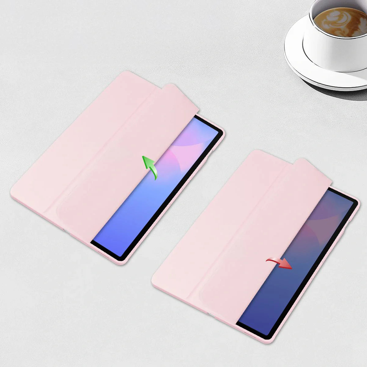 Schutzhülle mit Klappe für Galaxy Tab S10 FE Plus, Bizon Case Tab Clear Matt, Rosa