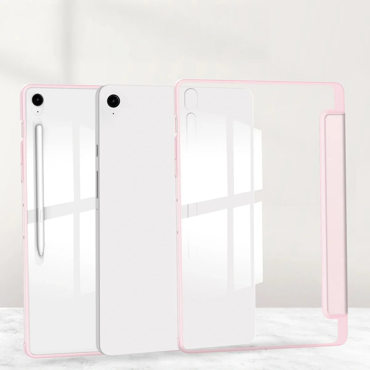 Schutzhülle mit Klappe für Galaxy Tab S10 FE Plus, Bizon Case Tab Clear Matt, Rosa