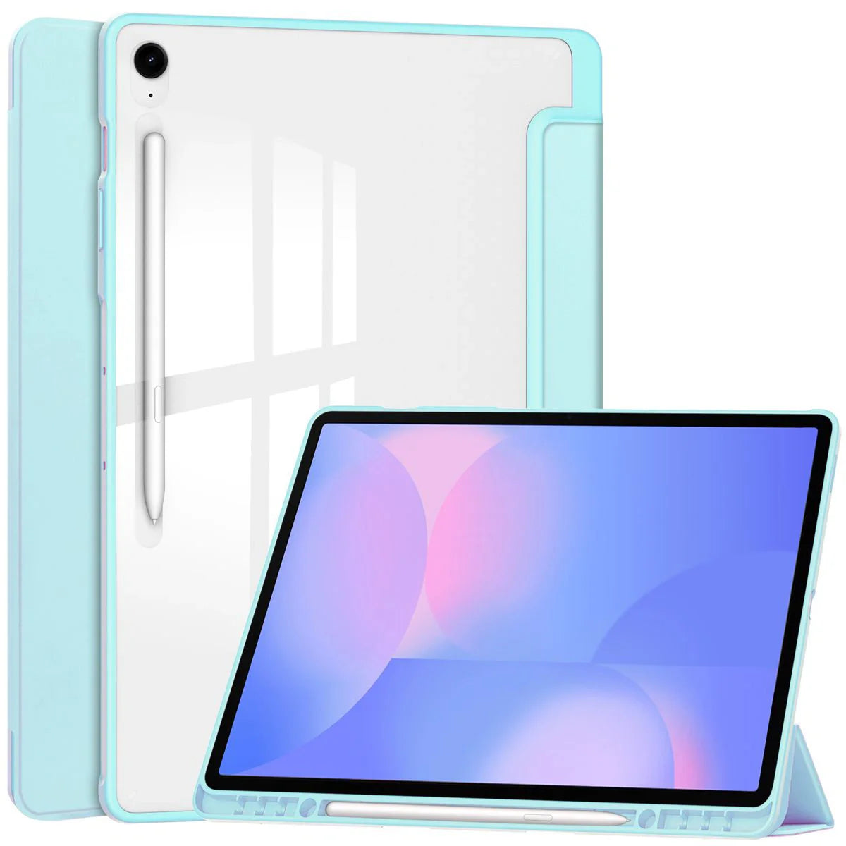 Schutzhülle mit Klappe für Galaxy Tab S10 FE Plus, Bizon Case Tab Clear Matt, Hellblau