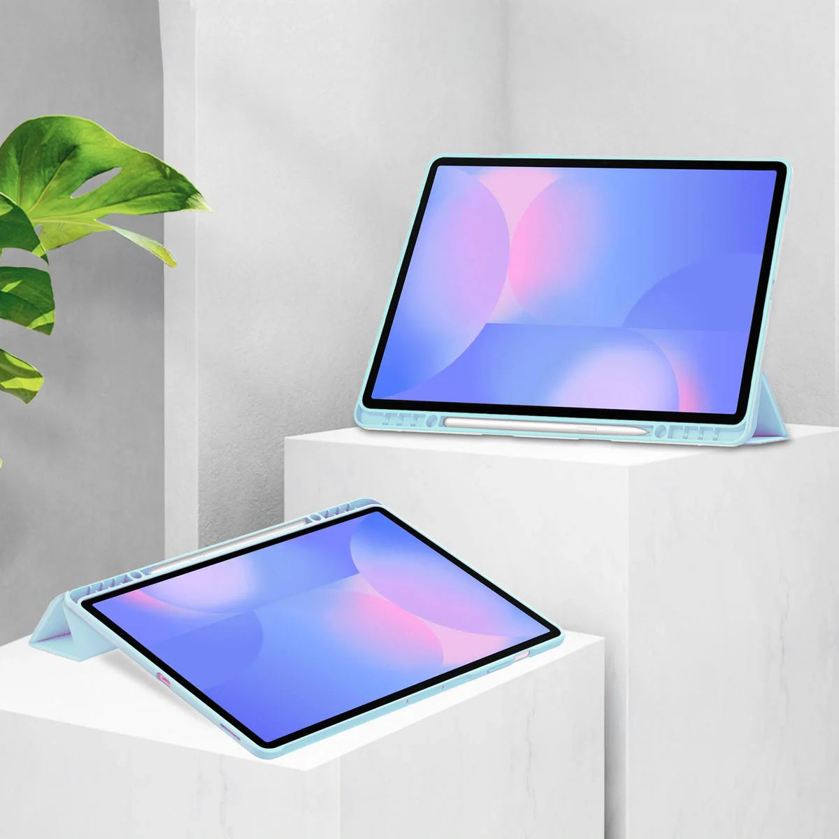 Schutzhülle mit Klappe für Galaxy Tab S10 FE Plus, Bizon Case Tab Clear Matt, Hellblau