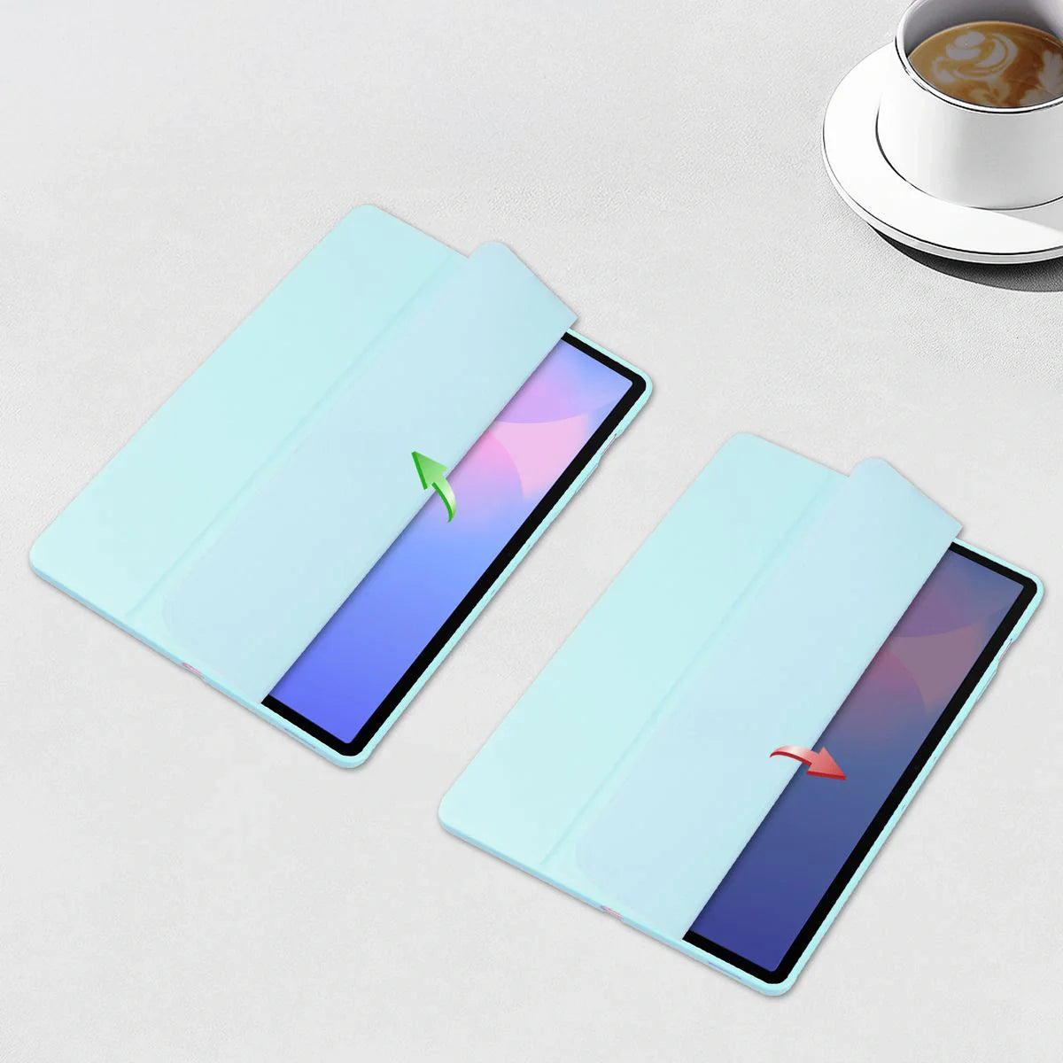 Schutzhülle mit Klappe für Galaxy Tab S10 FE Plus, Bizon Case Tab Clear Matt, Hellblau