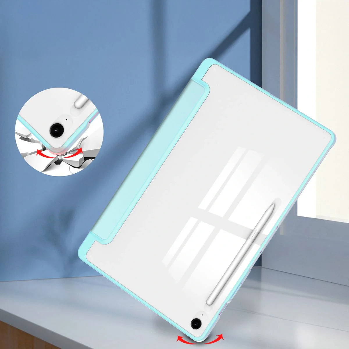 Schutzhülle mit Klappe für Galaxy Tab S10 FE Plus, Bizon Case Tab Clear Matt, Hellblau