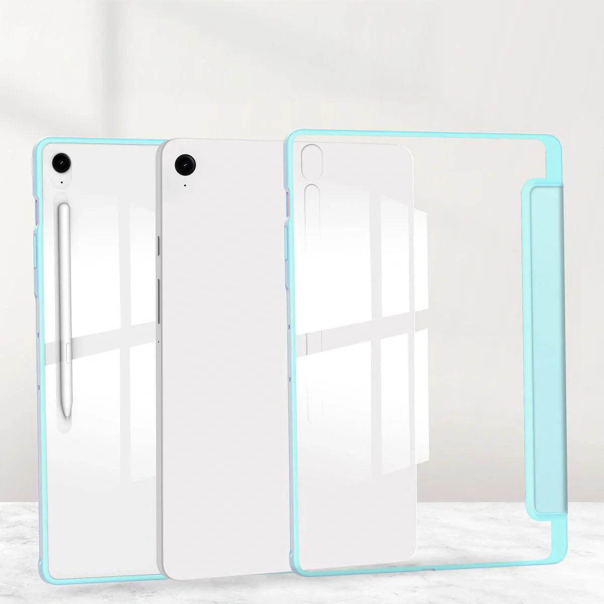 Schutzhülle mit Klappe für Galaxy Tab S10 FE Plus, Bizon Case Tab Clear Matt, Hellblau