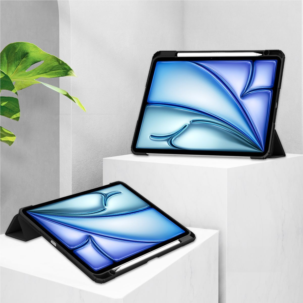 Schutzhülle für iPad Air 13" 2025 / 2024, Bizon Case Tab Clear Matt, Schwarz