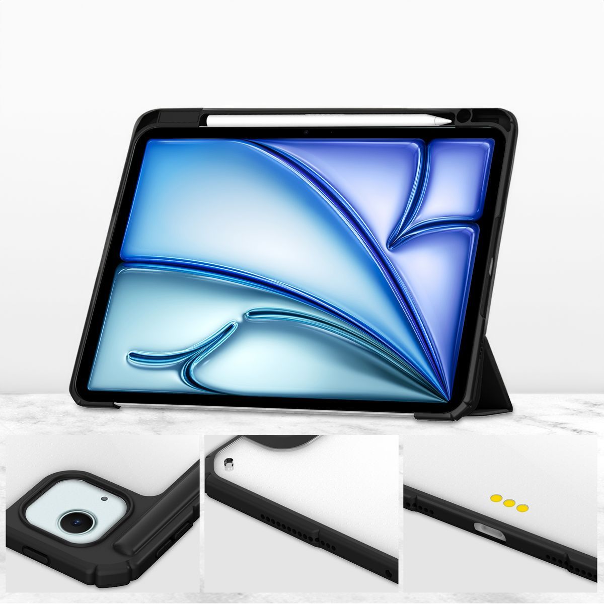 Schutzhülle für iPad Air 13" 2025 / 2024, Bizon Case Tab Clear Matt, Schwarz