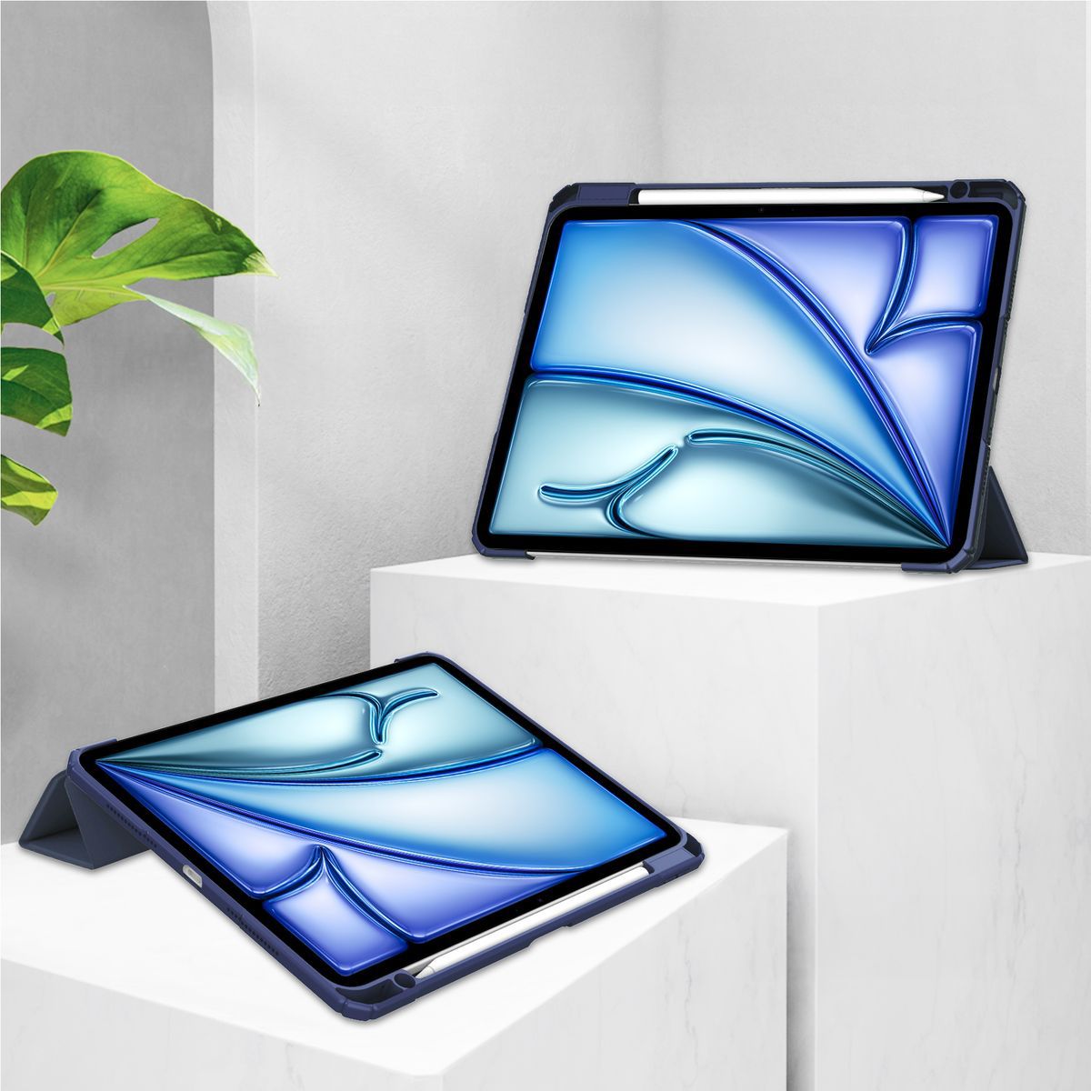 Schutzhülle für iPad Air 13" 2025 / 2024, Bizon Case Tab Clear Matt, Dunkelblau