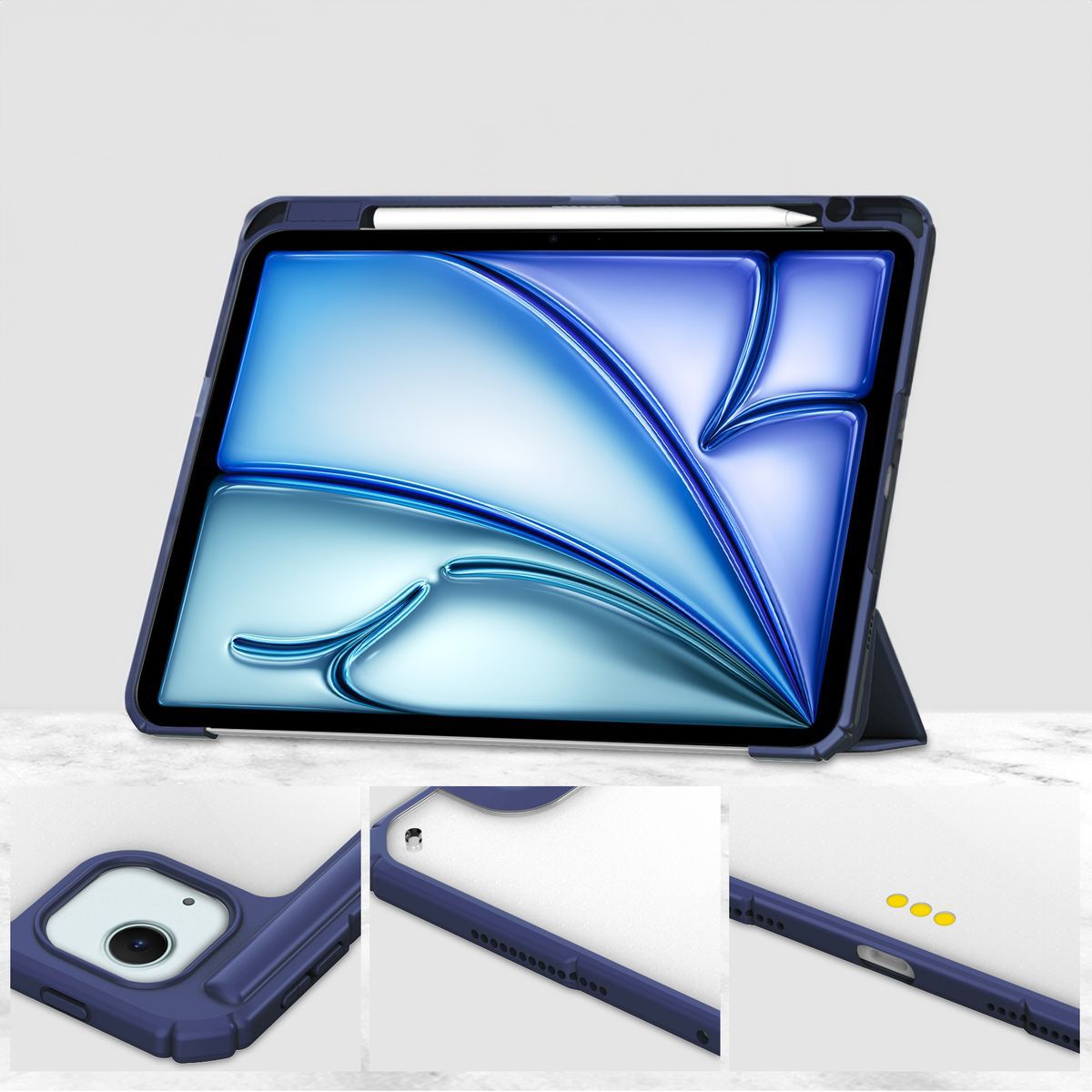Schutzhülle für iPad Air 13" 2025 / 2024, Bizon Case Tab Clear Matt, Dunkelblau