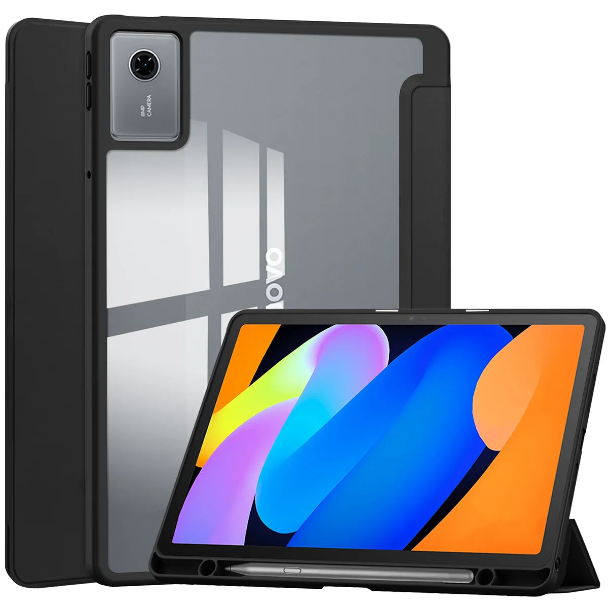 Schutzhülle mit Klappe für Lenovo Idea Tab 11, Bizon Case Tab Clear Matt, Schwarz