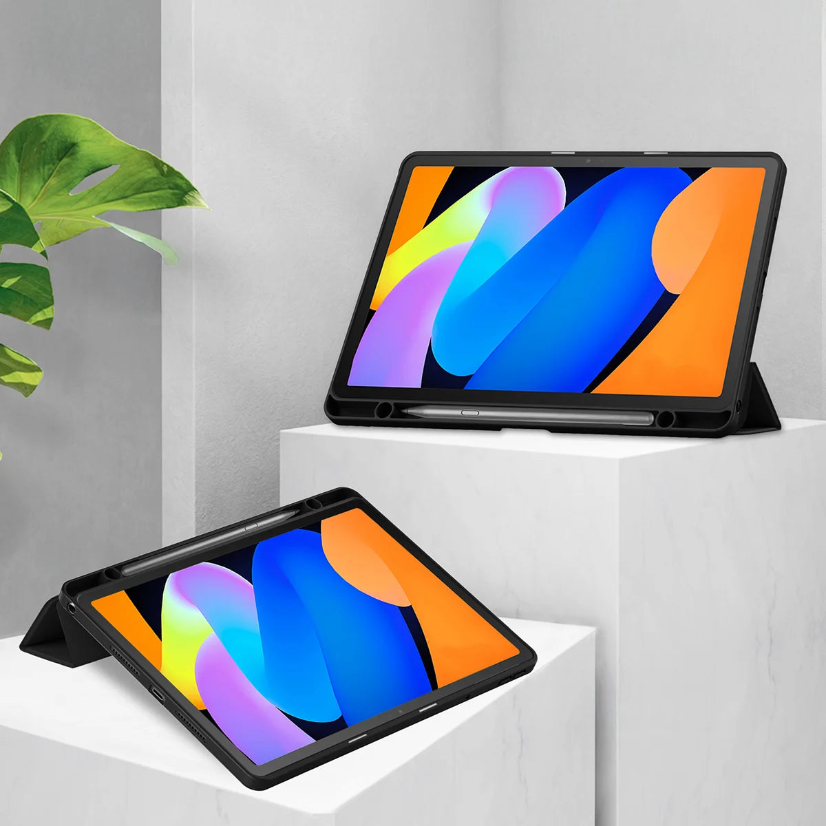 Schutzhülle mit Klappe für Lenovo Idea Tab 11, Bizon Case Tab Clear Matt, Schwarz