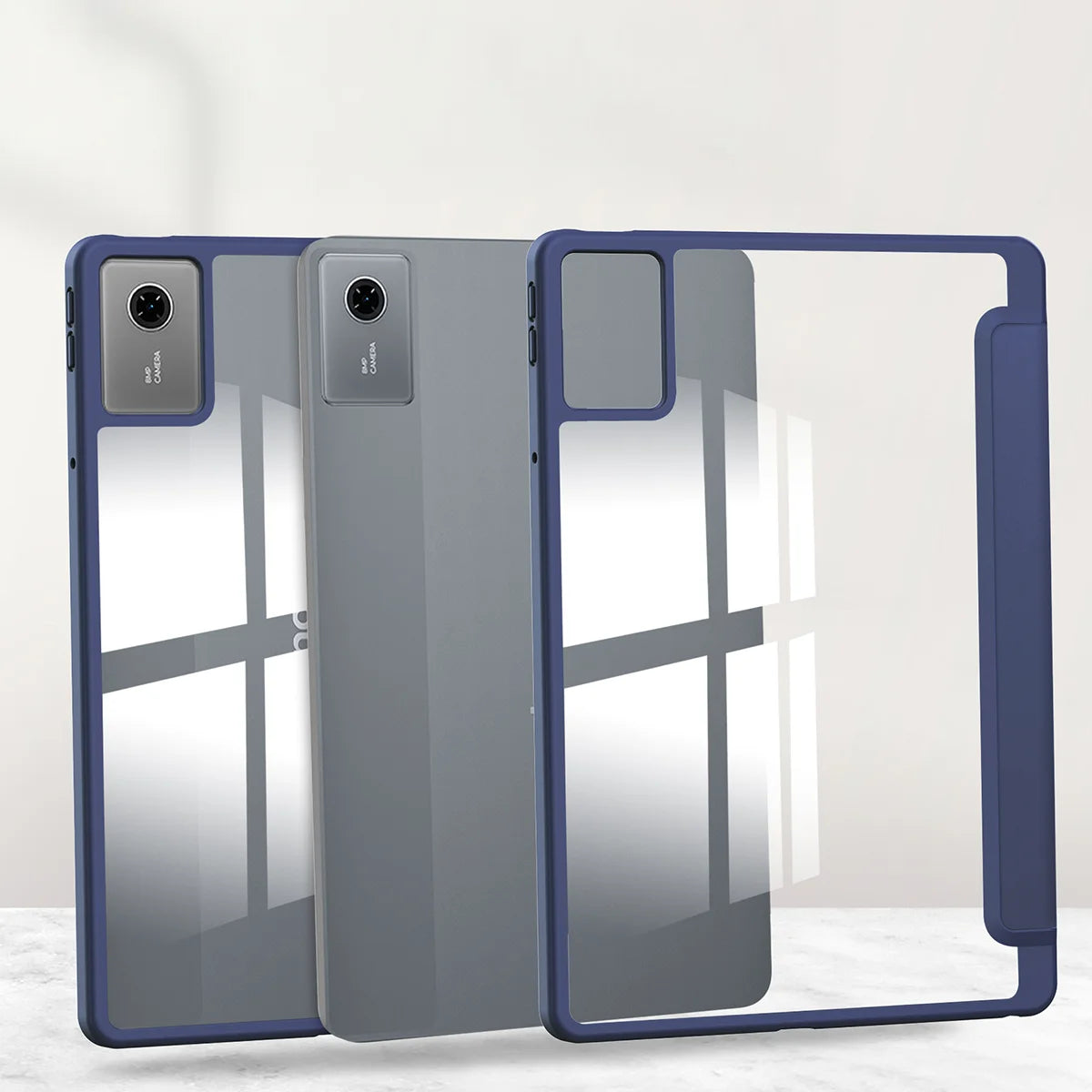 Schutzhülle mit Klappe für Lenovo Idea Tab 11, Bizon Case Tab Clear Matt, Dunkelblau