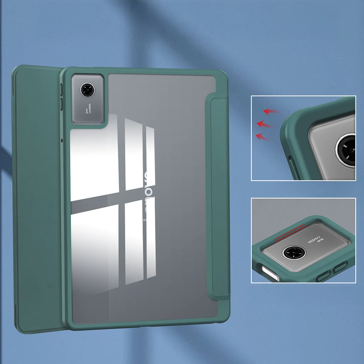 Etui z klapką Bizon Case Tab Clear Matt do Lenovo Idea Tab 11, ciemnozielone