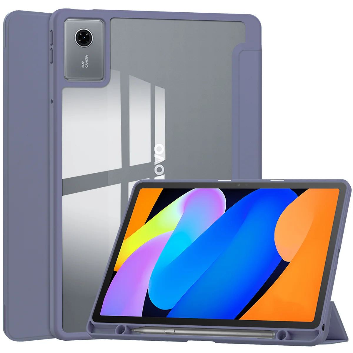 Schutzhülle mit Klappe für Lenovo Idea Tab 11, Bizon Case Tab Clear Matt, Lavendel