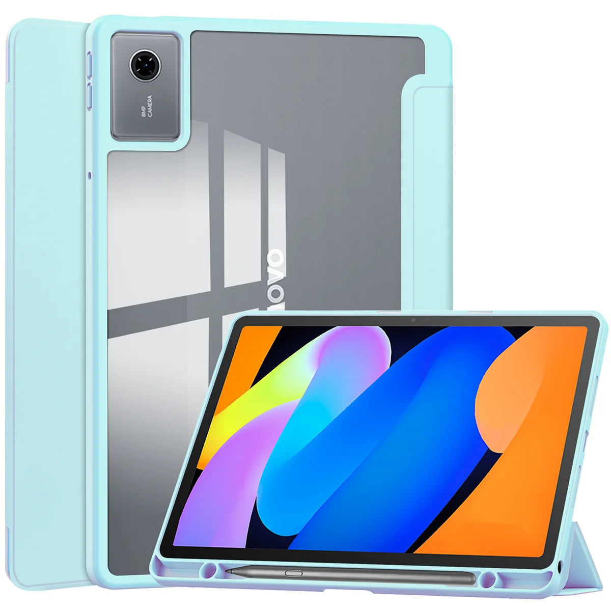 Schutzhülle mit Klappe für Lenovo Idea Tab 11, Bizon Case Tab Clear Matt, Hellblau