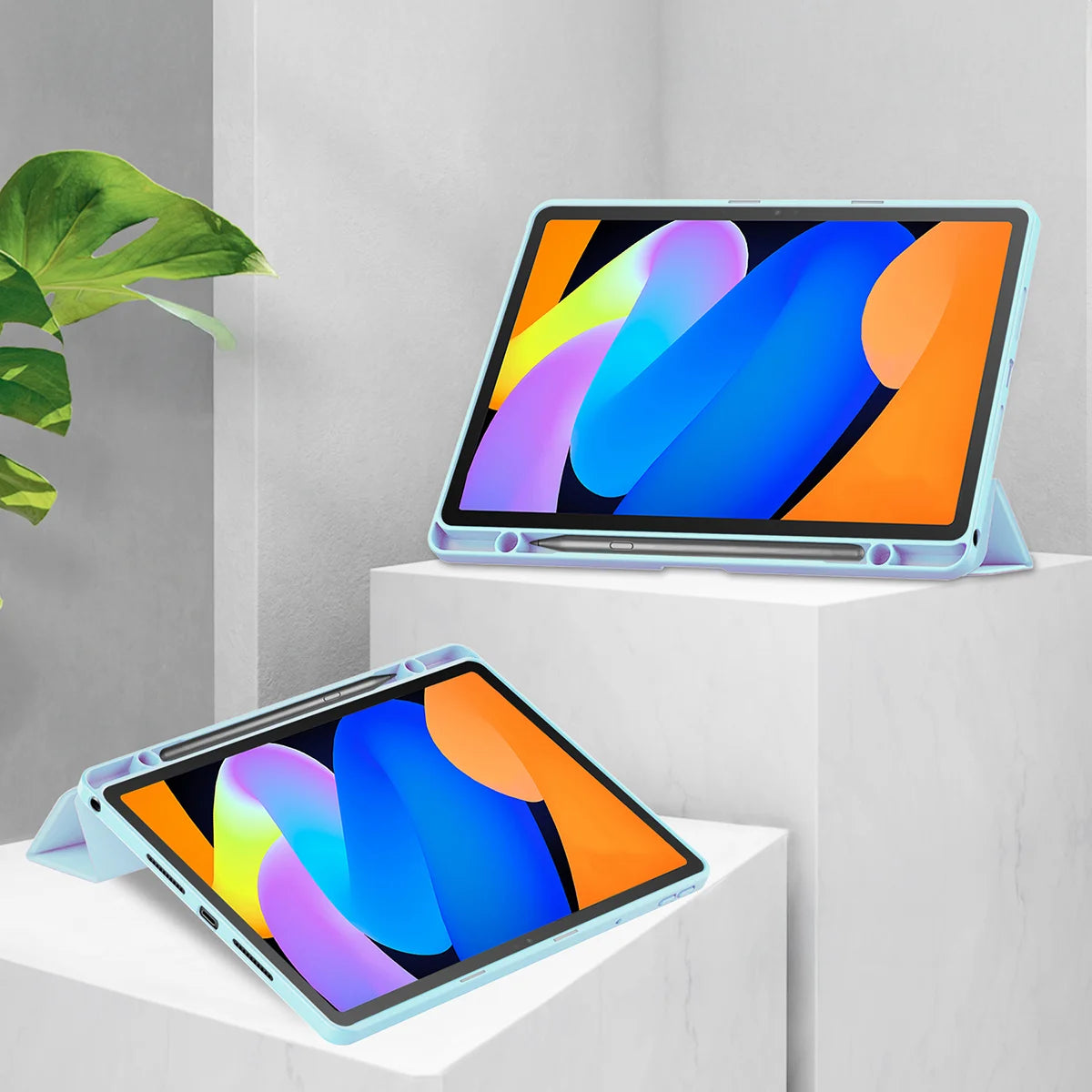 Schutzhülle mit Klappe für Lenovo Idea Tab 11, Bizon Case Tab Clear Matt, Hellblau