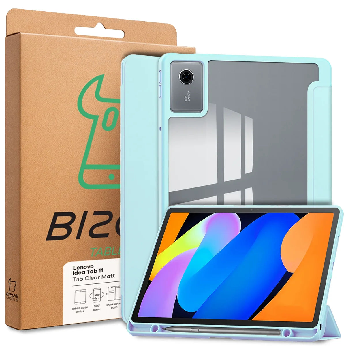 Etui z klapką Bizon Case Tab Clear Matt do Lenovo Idea Tab 11, błękitne