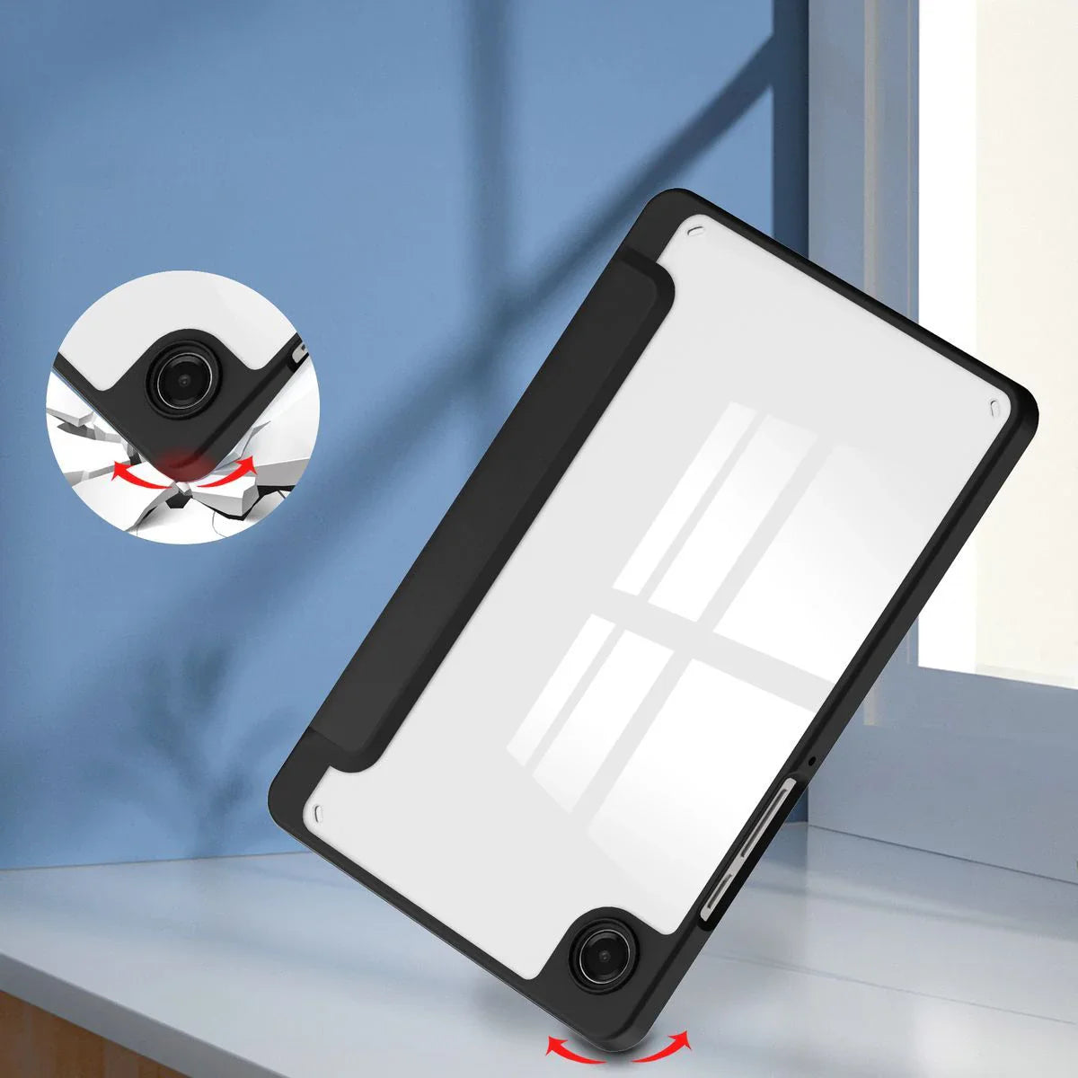 Schutzhülle mit Klappe für Galaxy Tab A11 / A9, Bizon Case Tab Clear Matt, Schwarz