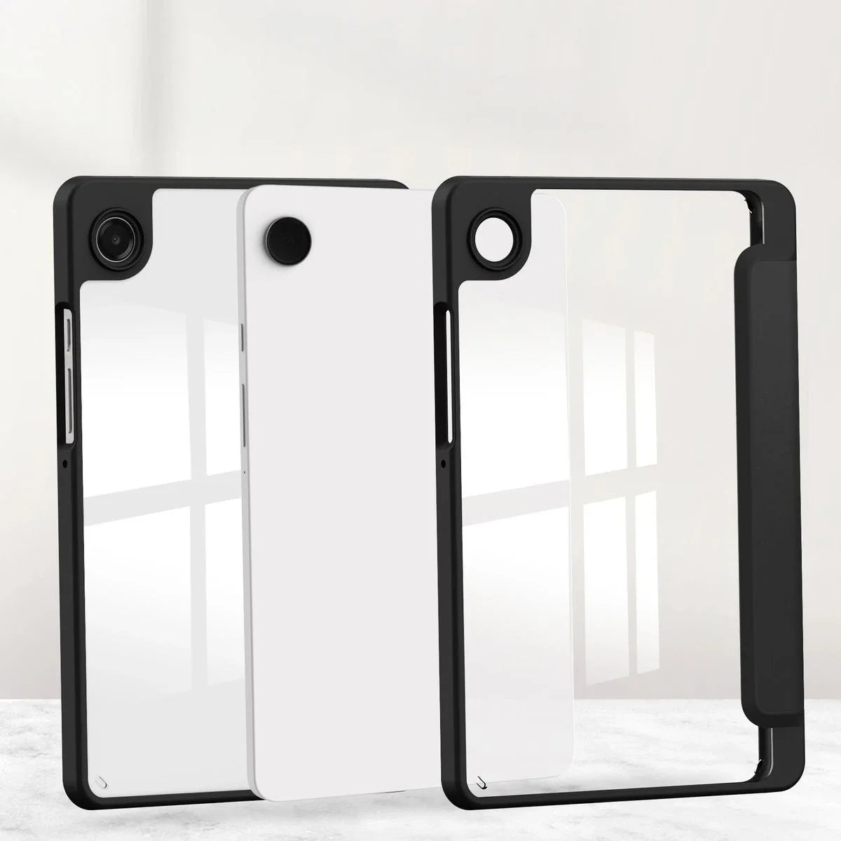 Schutzhülle mit Klappe für Galaxy Tab A11 / A9, Bizon Case Tab Clear Matt, Schwarz